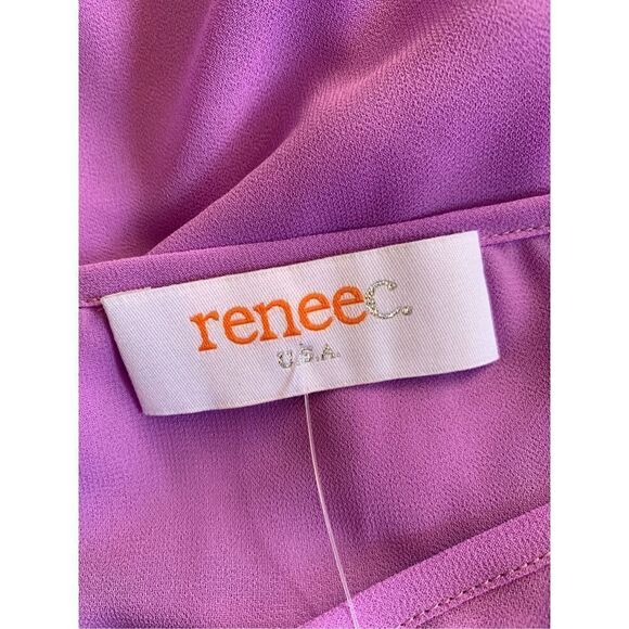 RENEE C. Semi Sheer Asymmetric Midi‎ Caftan Dress in Lavender Size S - Picture 7 of 12